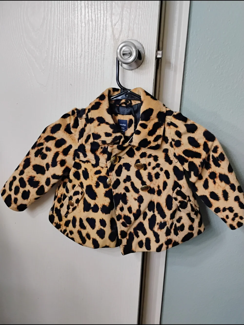 GAP Girls Leopard Print Peacoat - Black & Tan